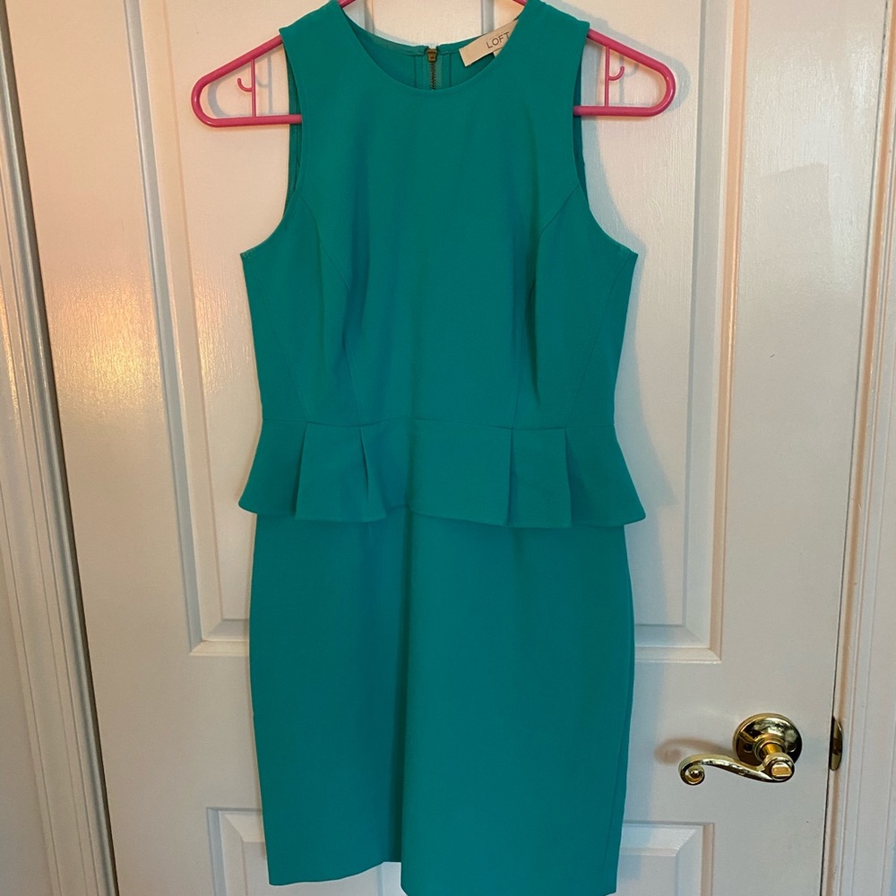Last Chance Loft Teal Peplum Dress